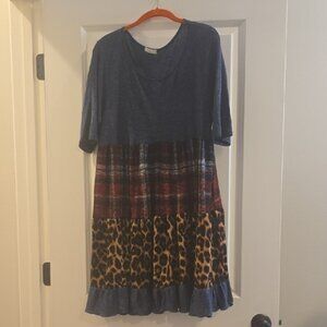 Blue and Multicolor Women's Dress